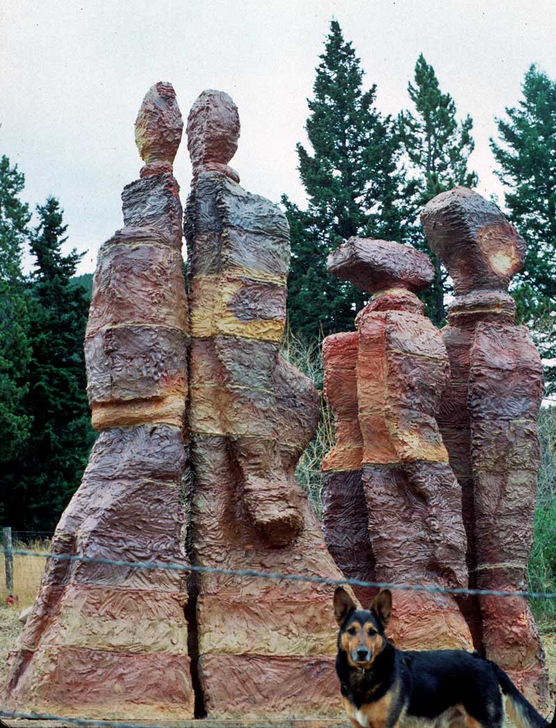 three graces by susan henderson, large clay sculpture